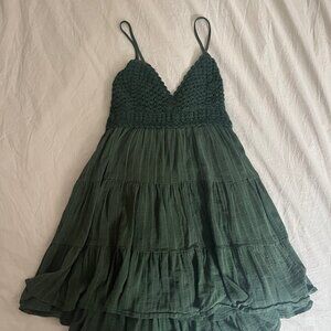 Aerie Crochet Mini Dress Dark Green